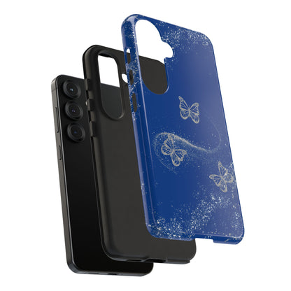 Glitter Butterflies with Blue Background Phone Case - Tough Cases, Decorative Cell Phone Cover