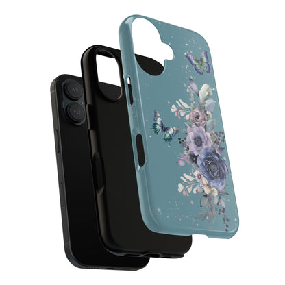 Phone Case - Teal Floral Butterfly Design