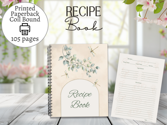 Nourish & Gather: A Cozy Blank Recipe Book in Dragonfly theme - A5 Printed Coil Bound