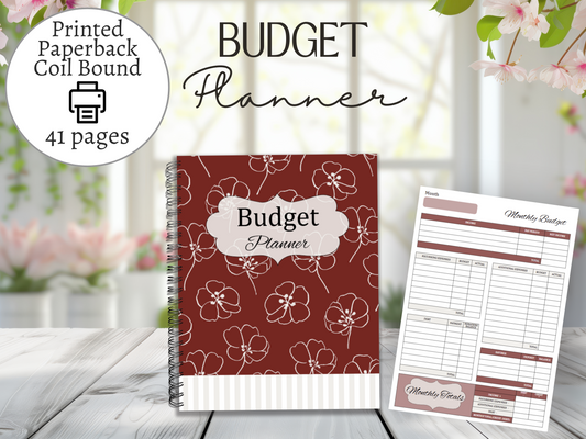 Budget Planner in Red | Monthly Budget and Finance Organizer | Coil Bound