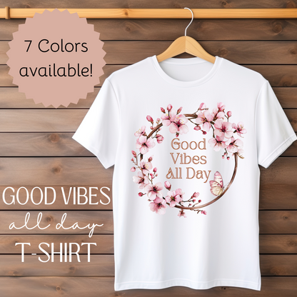 Good Vibes All Day Unisex Softstyle T-Shirt | Floral Design | Casual Everyday Wear