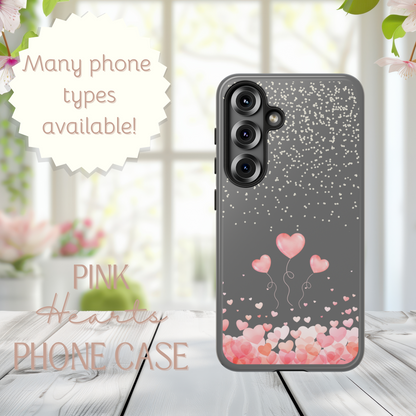 Pink Hearts Phone Case - Tough Cases, Decorative Cell Phone Cover