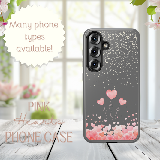 Pink Hearts Phone Case - Tough Cases, Decorative Cell Phone Cover