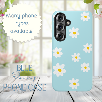 Blue Daisy Floral Phone Case - Tough Cases, Decorative Cell Phone Cover