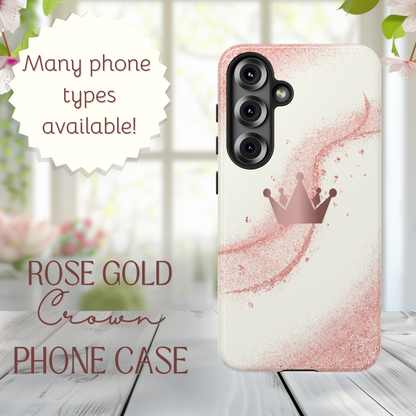 Rose Gold Crown on Cream background Phone Case - Tough Cases, Decorative Cell Phone Cover