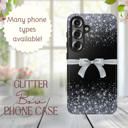 Glitter Bow Phone Case - Tough Cases, Decorative Cell Phone Cover