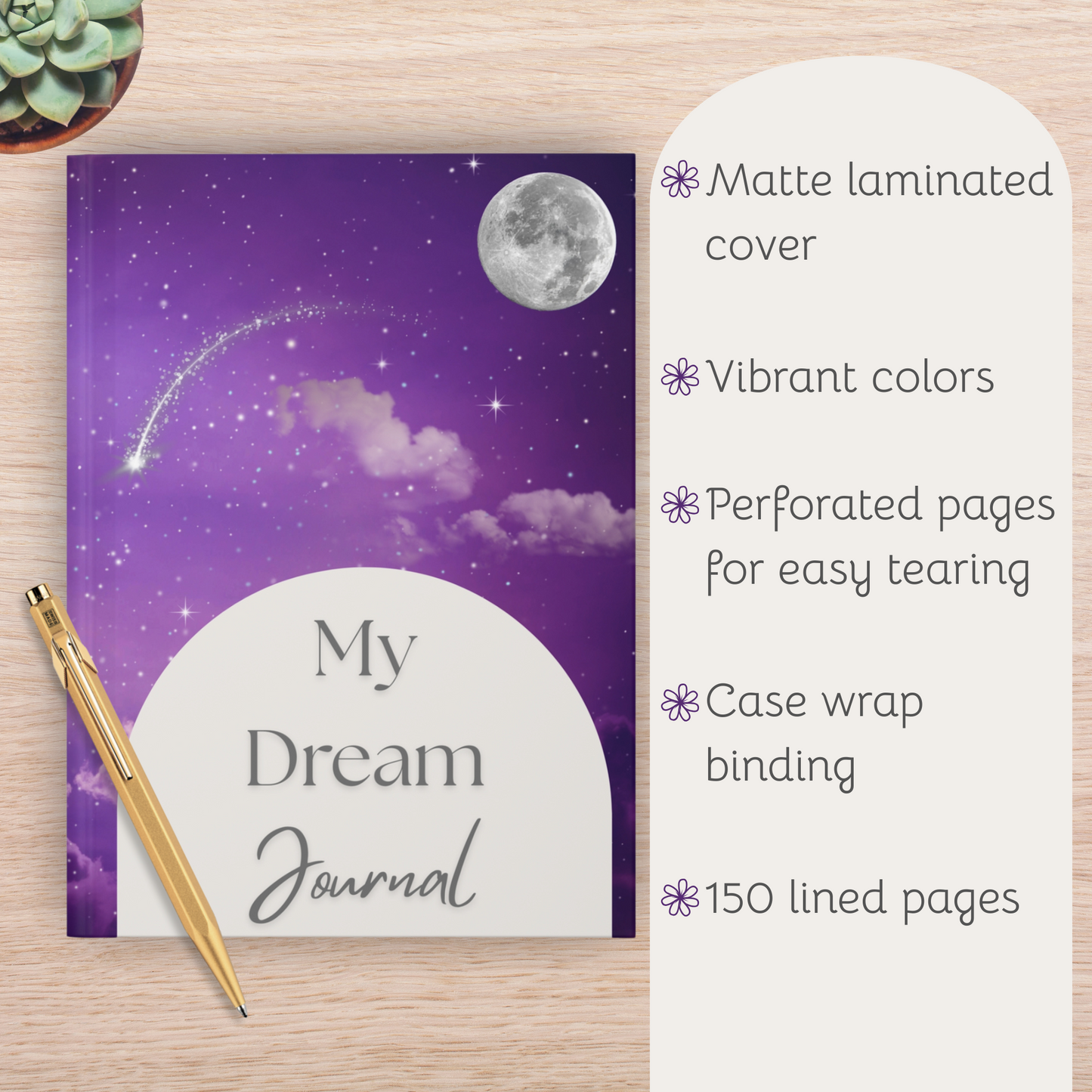 Dream Journal Hardcover, Night Sky Notebook, Artistic Diary, Eco-Friendly Journal
