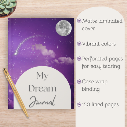 Dream Journal Hardcover, Night Sky Notebook, Artistic Diary, Eco-Friendly Journal