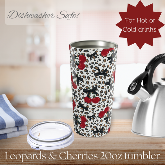 Leopard Print and Cherries Tumbler 20oz