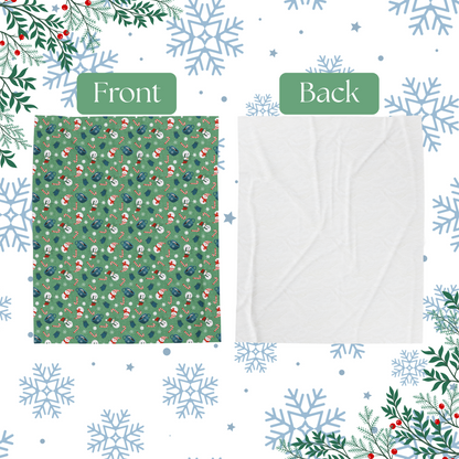 Plush Blanket - Snow Day Cute Snowmen Hot Cocoa Candy Canes Snowflakes Mittens