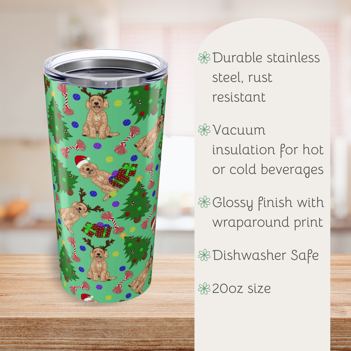 Goldendoodle Christmas Tumbler 20oz