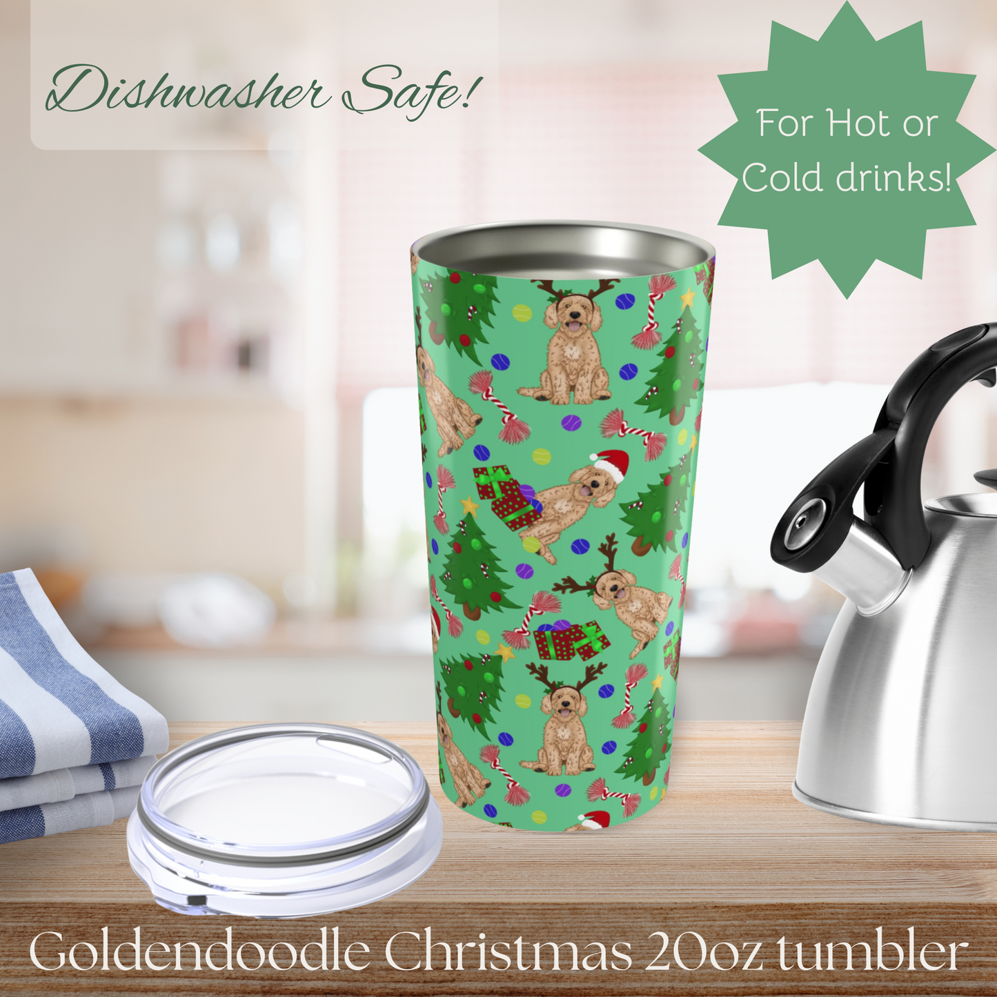 Goldendoodle Christmas Tumbler 20oz