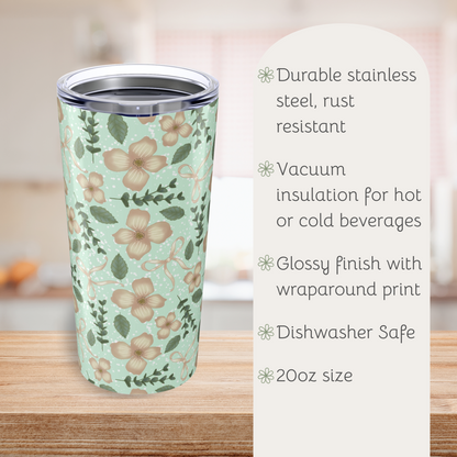 Blush Petal Garden Floral Tumbler 20oz