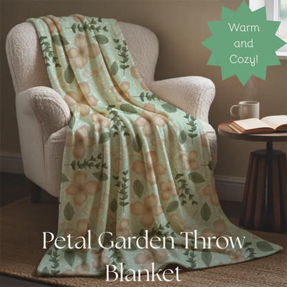 Plush Blanket - Blush Petal Garden Print, Flowers, Bows, Eucalyptus, Leaves, Polka Dots
