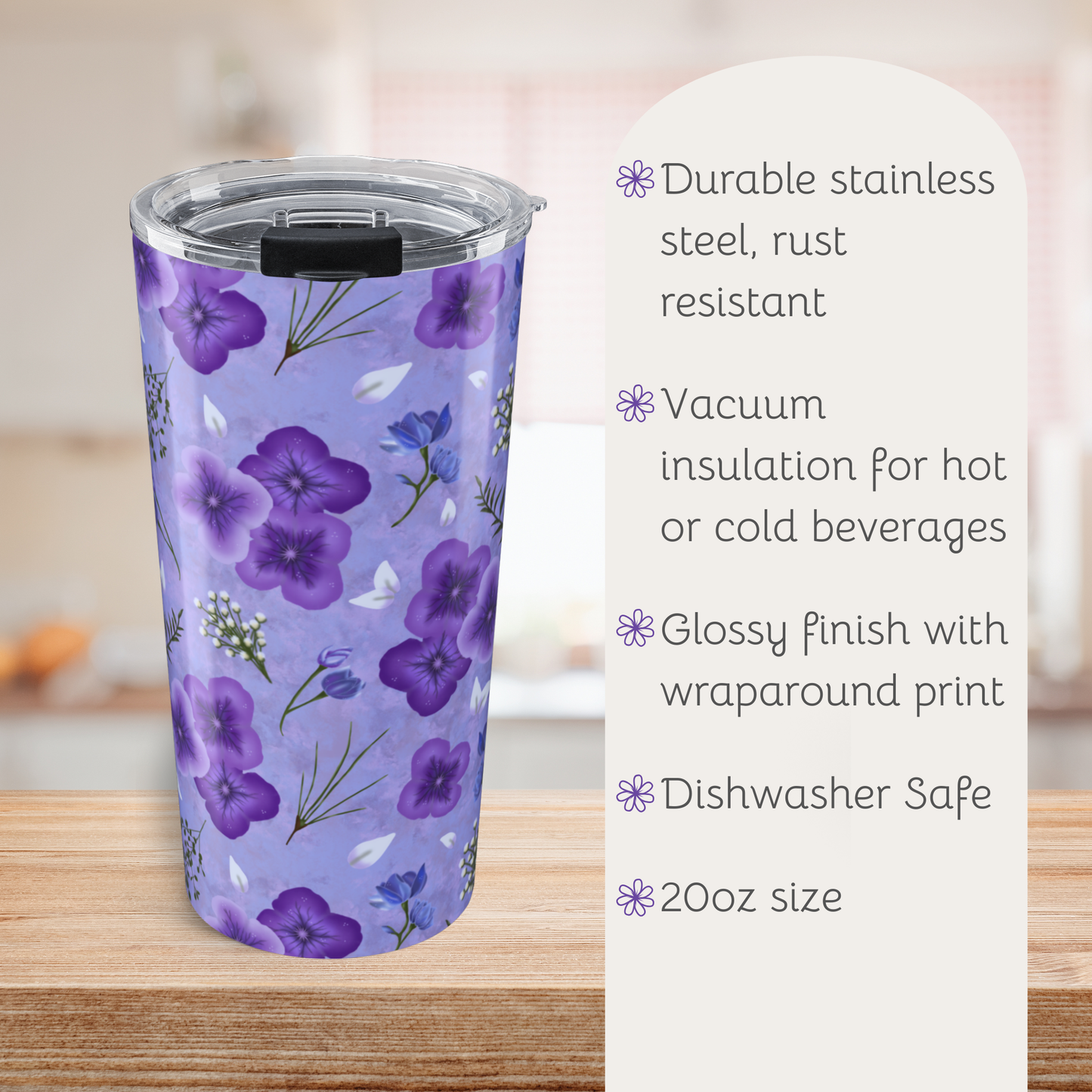 Amethyst Meadows Floral Design | 20oz Tumbler
