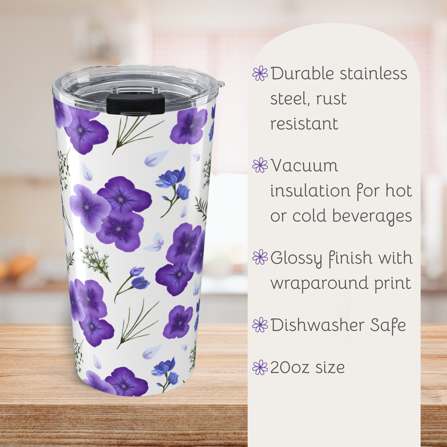 Amethyst Meadows Floral Design | 20oz Tumbler