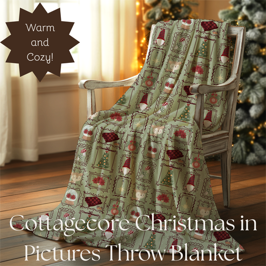 Velveteen Plush Blanket - Cottagecore Christmas in Pictures Seasonal Decor, Warm & Soft Cowgirl Boot Stockings, Rustic Holiday Throw