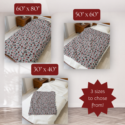 Leopard Print Hearts Plush Blanket, Valentines Day Gift, Velveteen Print Throw, Cute Fun Boujee Home Decor