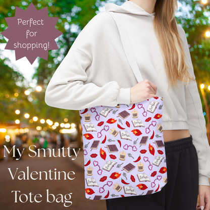 My Smutty Valentine Tote Bag, Dark Romance Book Lover Gift, Forbidden Love Handbag, Heart Handcuff Purse, Spicy Lips Shoulder Bag