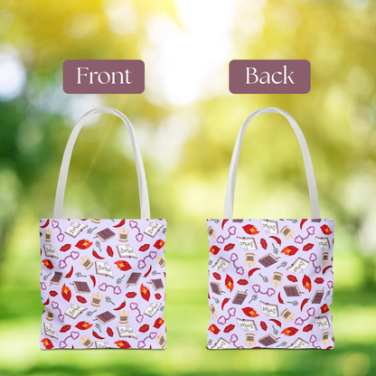 My Smutty Valentine Tote Bag, Dark Romance Book Lover Gift, Forbidden Love Handbag, Heart Handcuff Purse, Spicy Lips Shoulder Bag