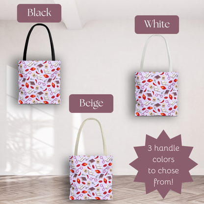 My Smutty Valentine Tote Bag, Dark Romance Book Lover Gift, Forbidden Love Handbag, Heart Handcuff Purse, Spicy Lips Shoulder Bag