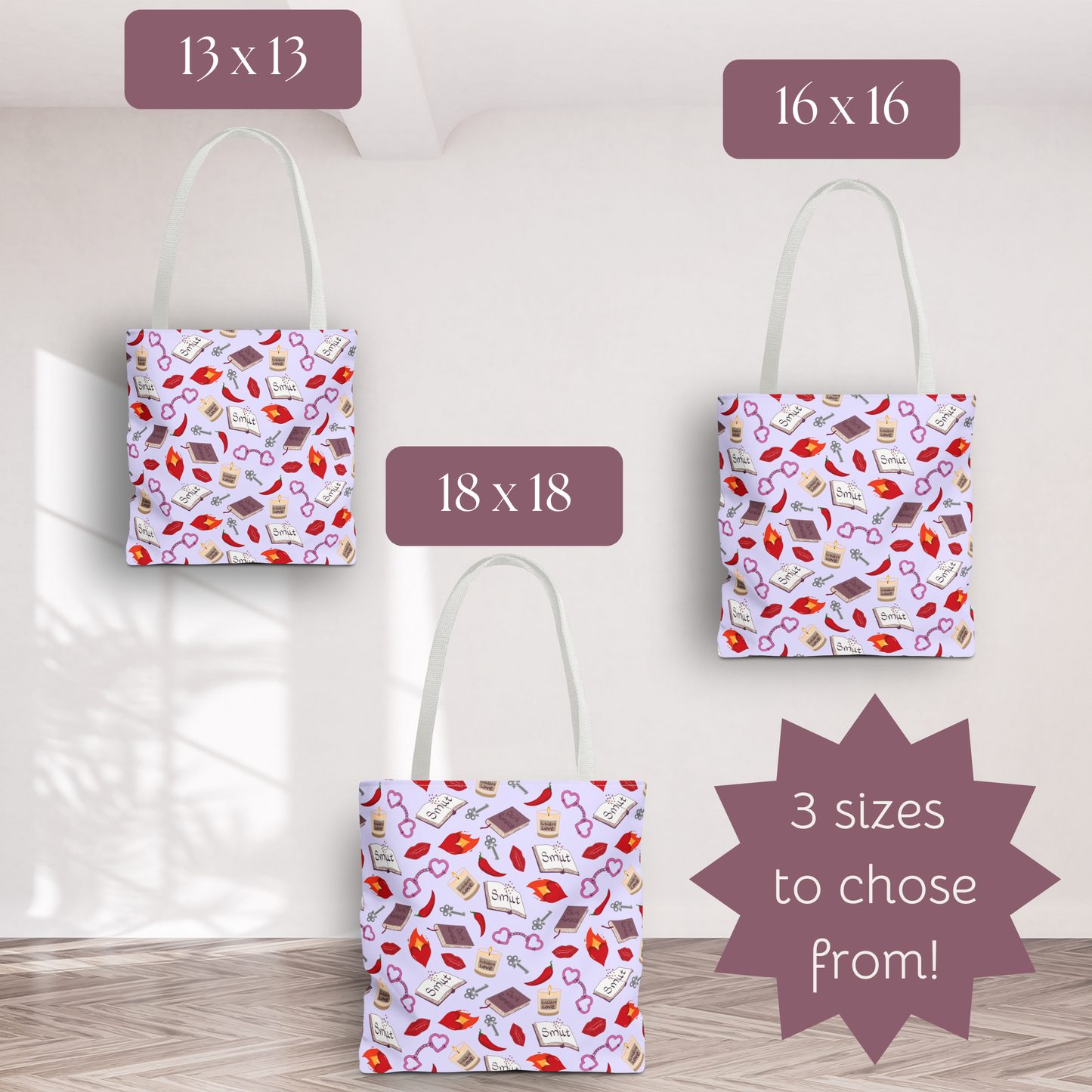 My Smutty Valentine Tote Bag, Dark Romance Book Lover Gift, Forbidden Love Handbag, Heart Handcuff Purse, Spicy Lips Shoulder Bag