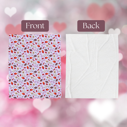 My Smutty Valentine Plush Blanket, Dark Romance Throw, Dark Love Decor, Heart Handcuffs, Flaming Hearts, Red Lips, Hot Peppers