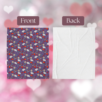 My Smutty Valentine Plush Blanket, Dark Romance Throw, Dark Love Decor, Heart Handcuffs, Flaming Hearts, Red Lips, Hot Peppers