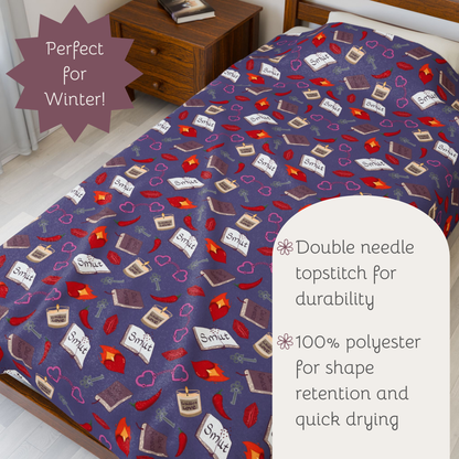 My Smutty Valentine Plush Blanket, Dark Romance Throw, Dark Love Decor, Heart Handcuffs, Flaming Hearts, Red Lips, Hot Peppers