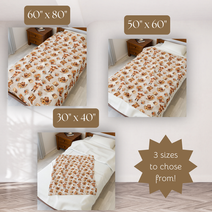 Baby Highland Cow Plush Blanket, cowgirl girly floral