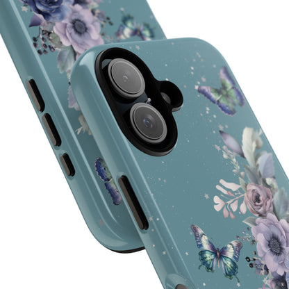 Phone Case - Teal Floral Butterfly Design