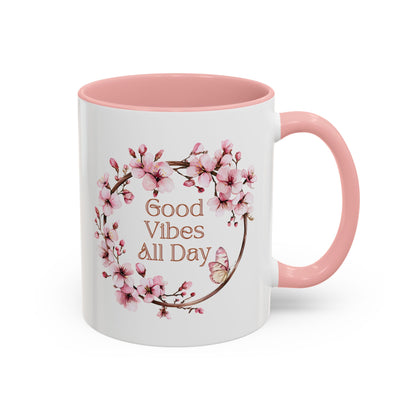 Good Vibes All Day Floral Coffee Mug - 11 & 15oz Accent Mug