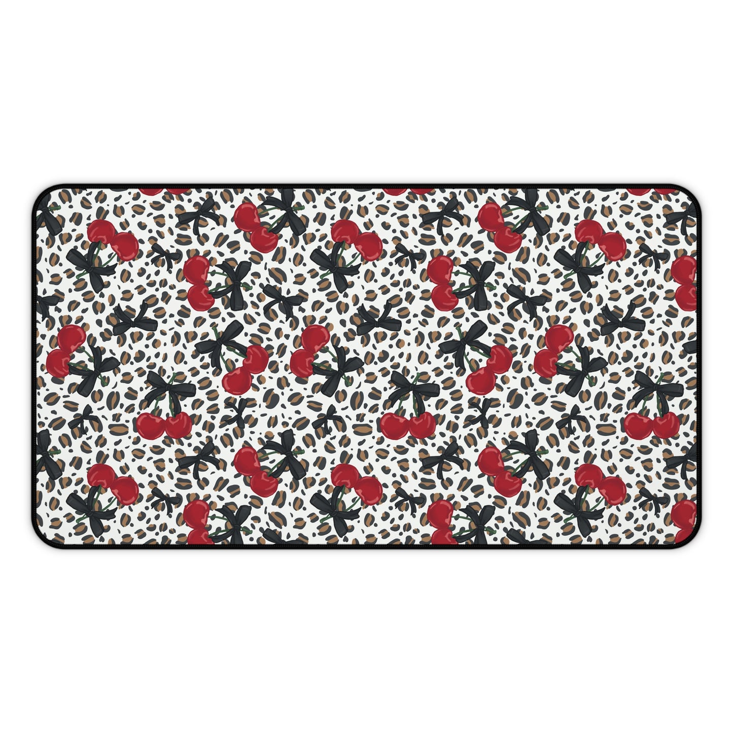 Desk Mat - Leopard Print Cherries Fun Cute Design