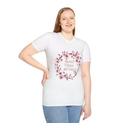 Good Vibes All Day Unisex Softstyle T-Shirt | Floral Design | Casual Everyday Wear