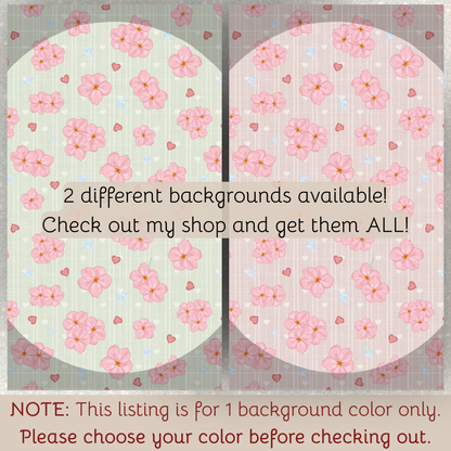 Cherry Blossoms Seamless Hand Drawn Digital Pattern | 300 DPI PNG | Instant Download