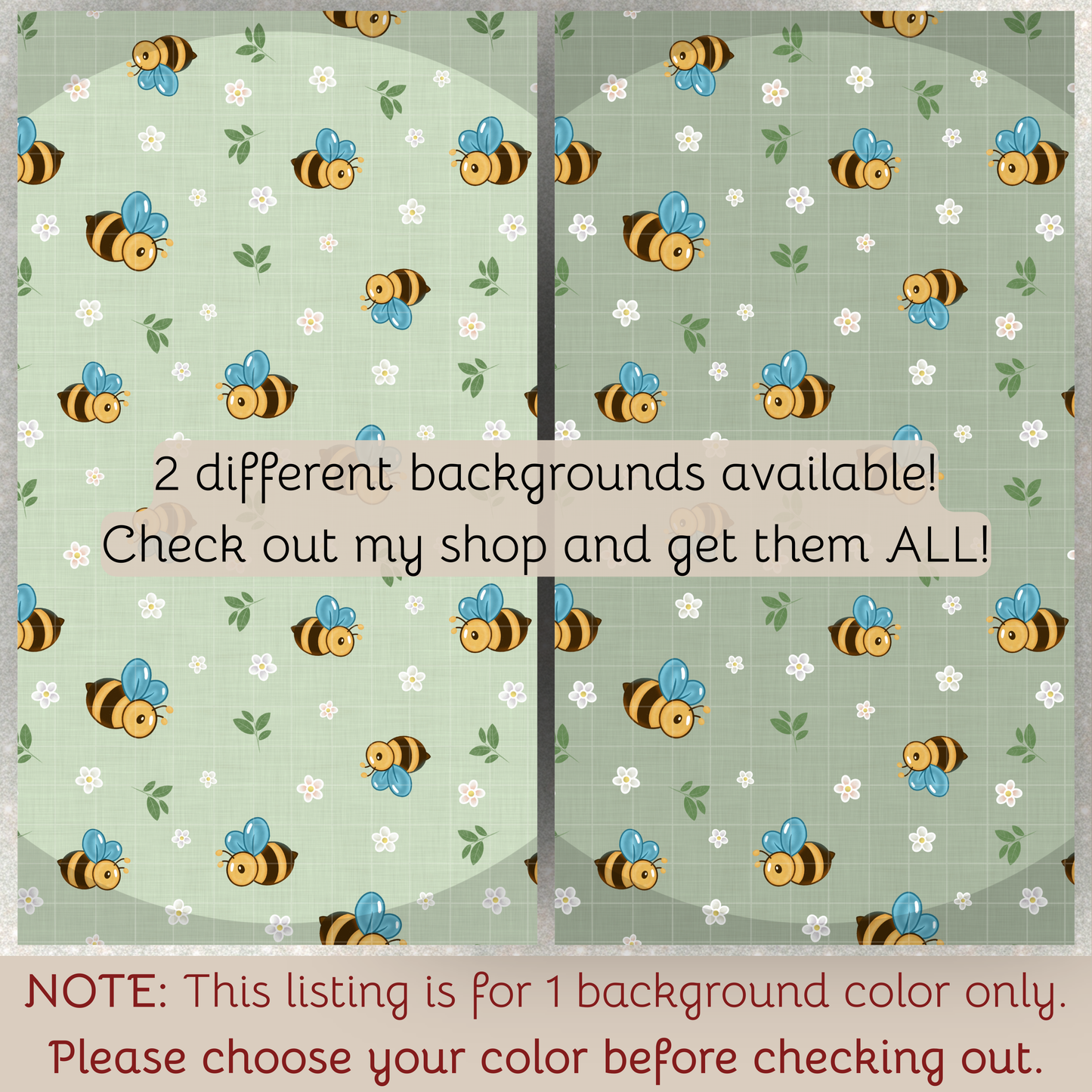 Bees and Daisies Seamless Hand Drawn Digital Pattern | 300 DPI PNG | Instant Download