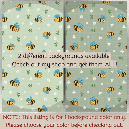 Bees and Daisies Seamless Hand Drawn Digital Pattern | 300 DPI PNG | Instant Download