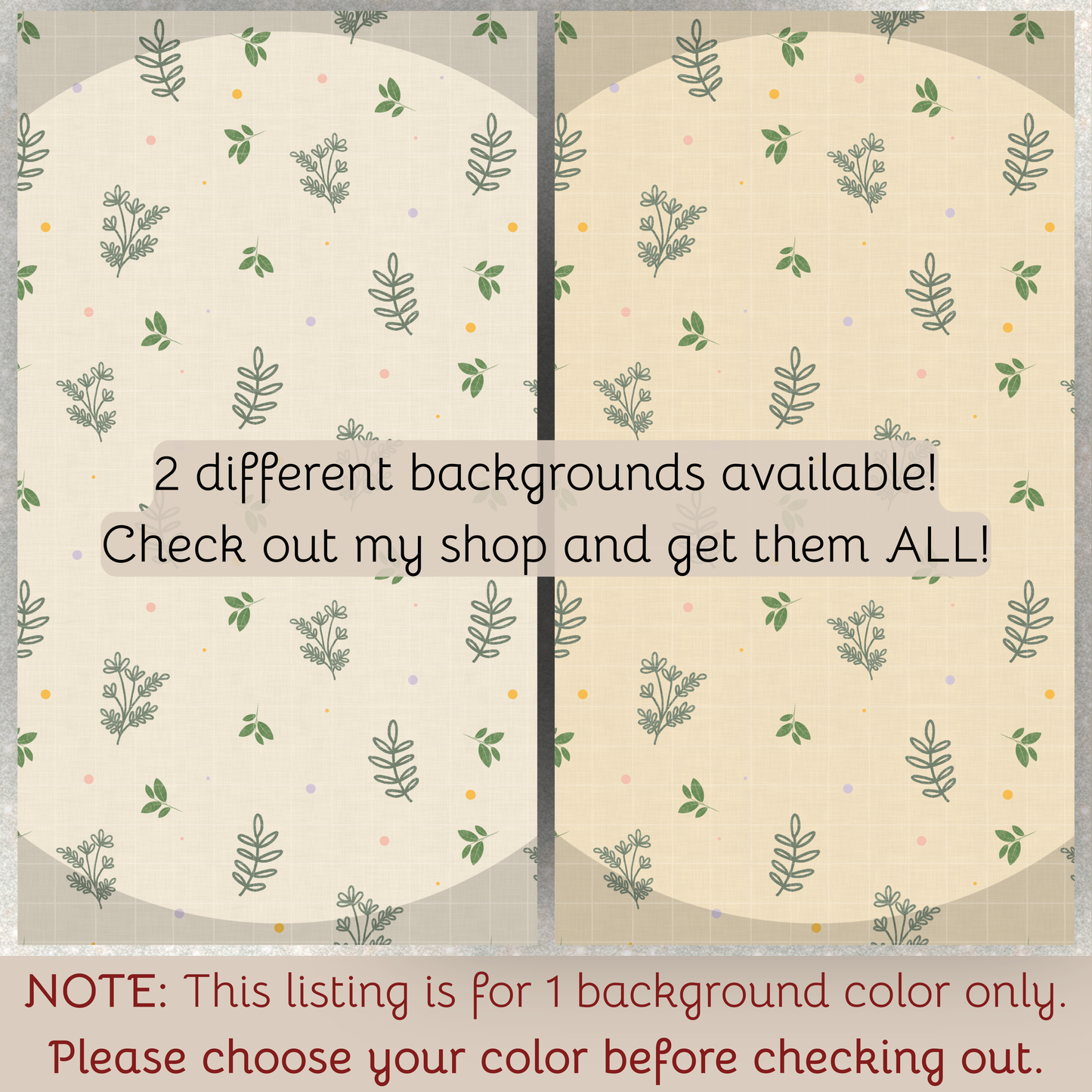 Spring Foliage Seamless Hand Drawn Digital Pattern | 300 DPI PNG | Instant Download