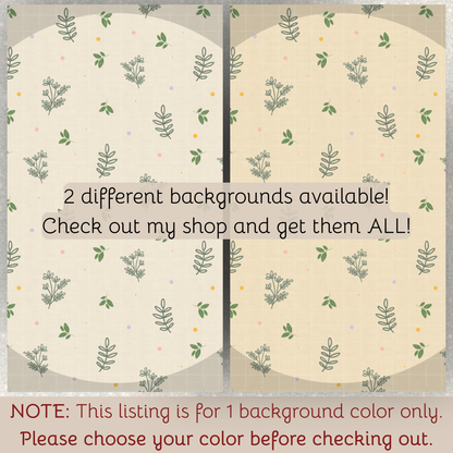 Spring Foliage Seamless Hand Drawn Digital Pattern | 300 DPI PNG | Instant Download
