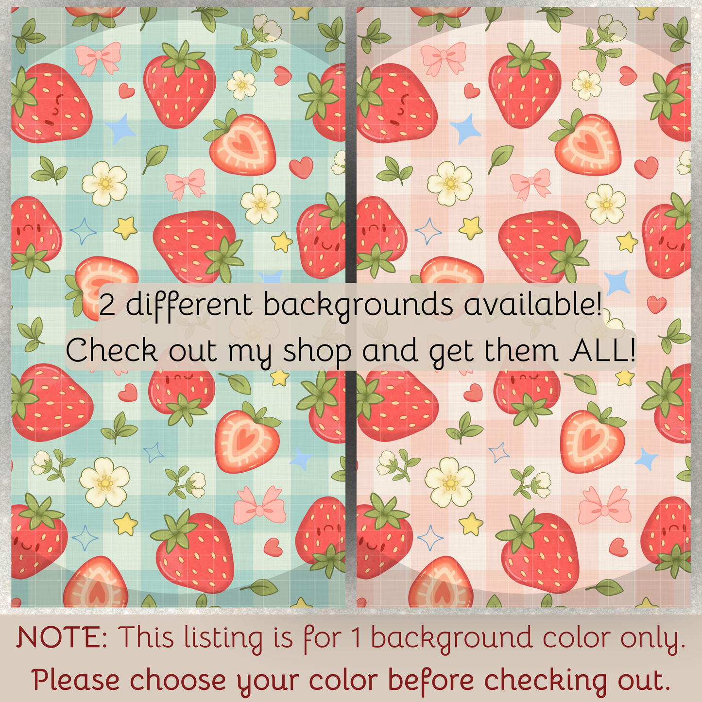 Strawberry Patch Seamless Hand Drawn Digital Pattern | 300 DPI PNG | Instant Download