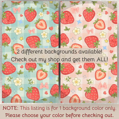Strawberry Patch Seamless Hand Drawn Digital Pattern | 300 DPI PNG | Instant Download