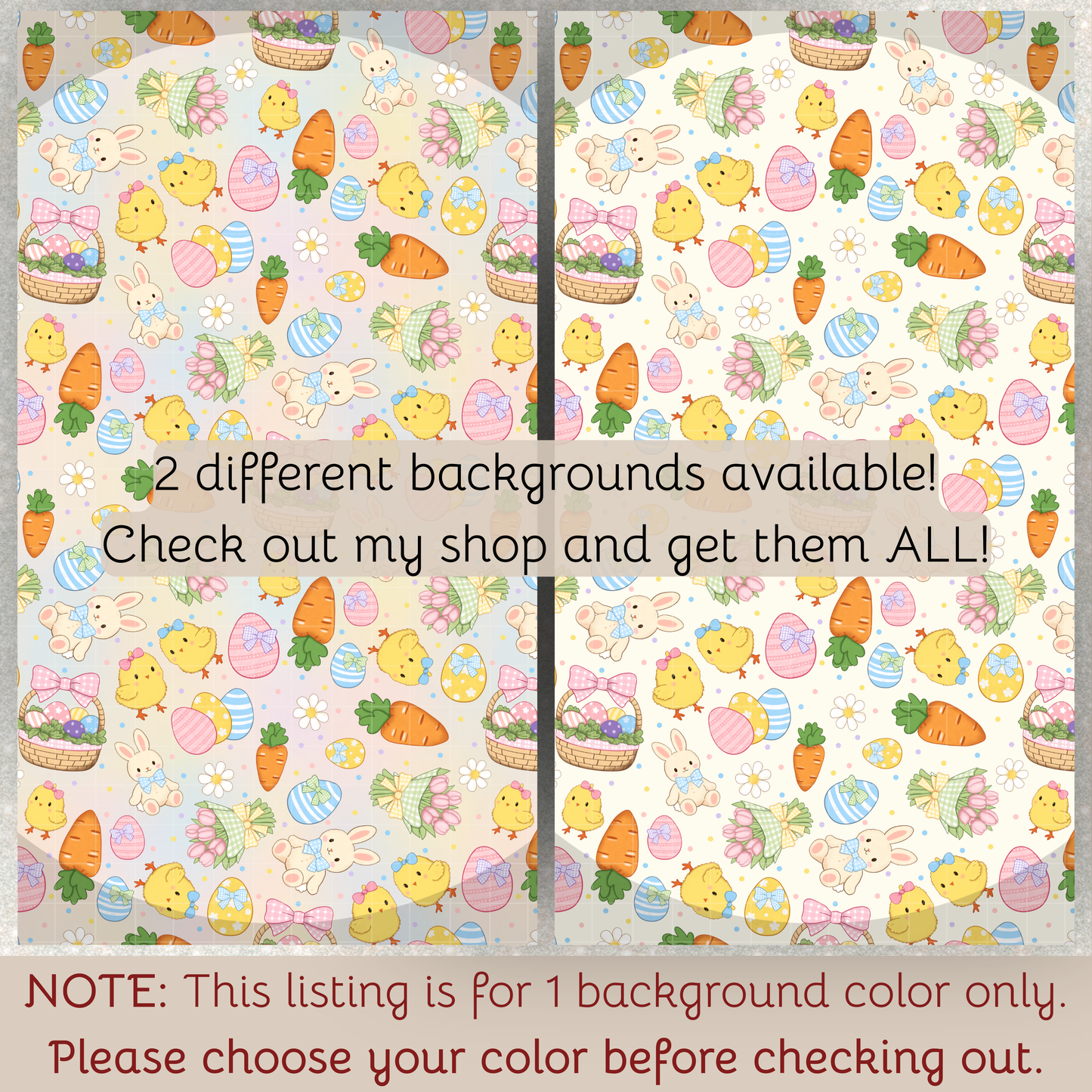 Coquette Easter Seamless Hand Drawn Digital Pattern | 300 DPI PNG | Instant Download