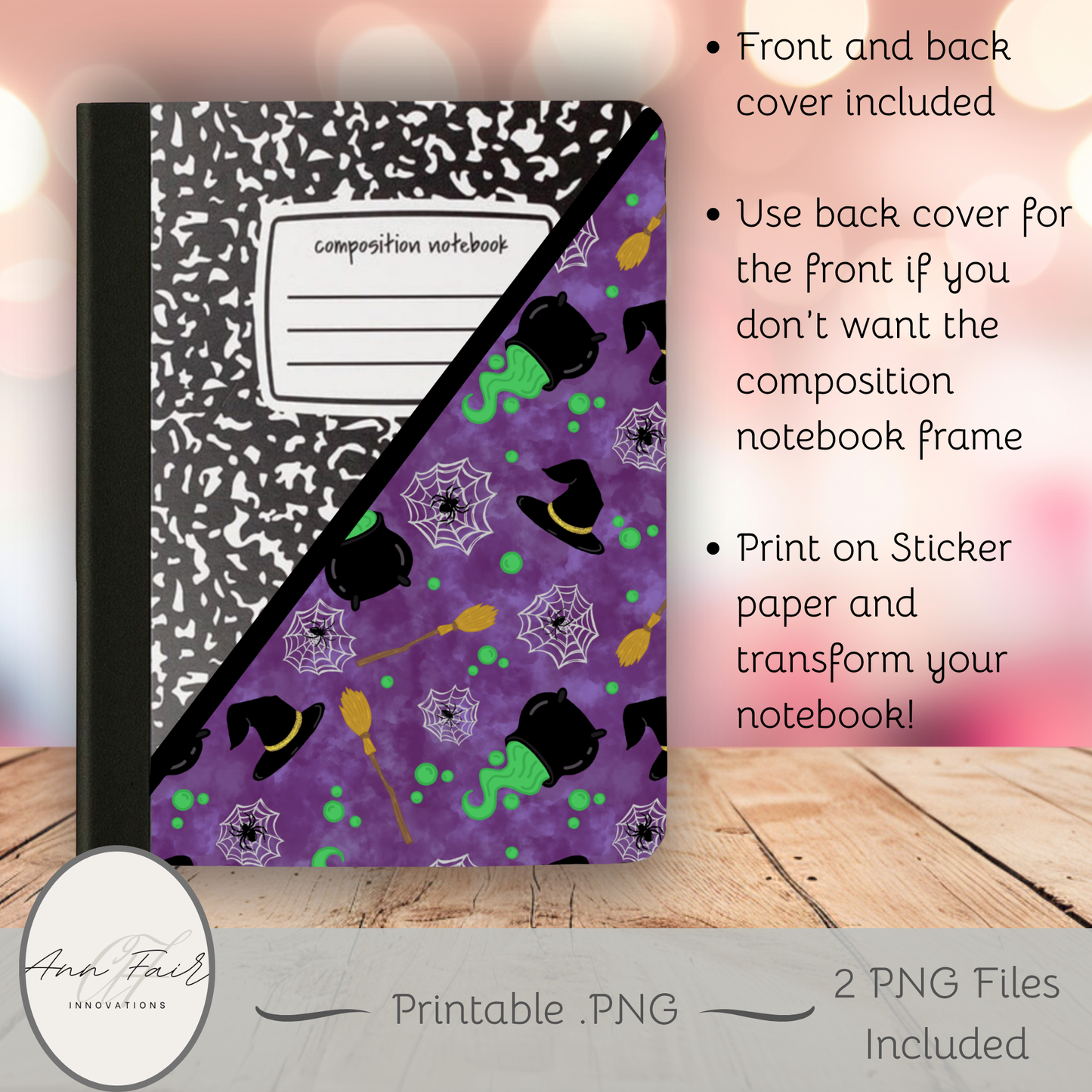 Witches Brew Printable Composition Notebook Cover | Digital Download PNG | Back to School, Journaling, DIY Custom Notebook, Sticker Paper Cover