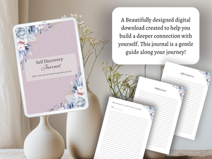 Self-Discovery Journal in Pink | 30 Guided Prompts for Personal Growth | Digital Download
