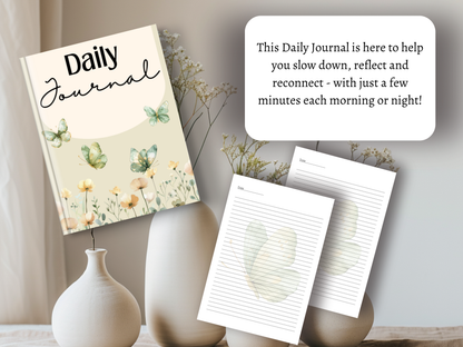 Daily Journal | Self-Reflection & Mindfulness | Digital Download | Green Butterflies