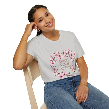 Good Vibes All Day Unisex Softstyle T-Shirt | Floral Design | Casual Everyday Wear