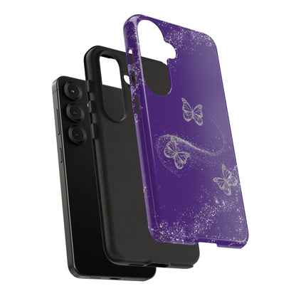 Glitter Butterflies with Purple Background Phone Case - Tough Cases, Decorative Cell Phone Cover