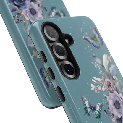 Phone Case - Teal Floral Butterfly Design