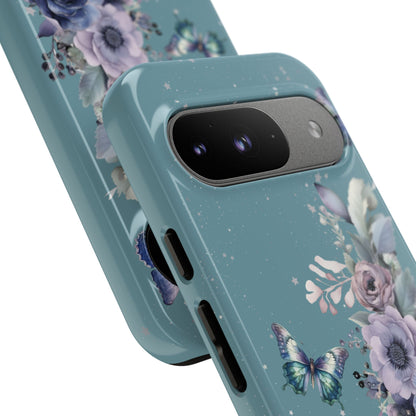 Phone Case - Teal Floral Butterfly Design