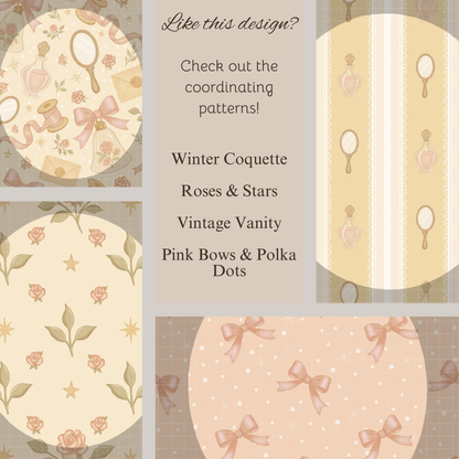Rose Diamond Vintage Coquette Seamless Hand Drawn Digital Pattern | 300 DPI PNG | Instant Download